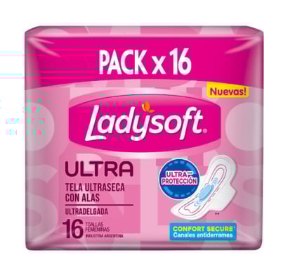 Toallitas Femeninas Ladysoft Tela Seca 16 Unidades