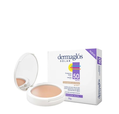 Protector Solar Facial Dermaglós Compacto con Color Tono N°1 FPS50+ 