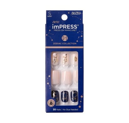 Uñas Postizas Adhesivas Kiss Impress Virgo 30 Piezas
