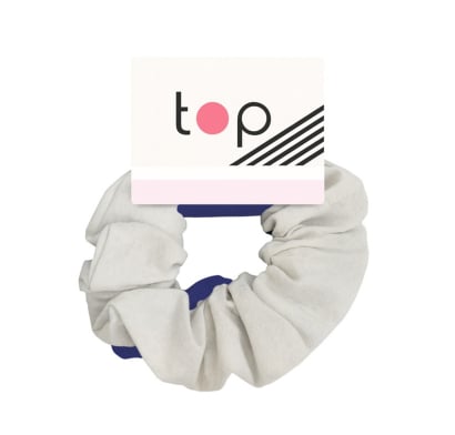 Gomitas Scrunchies para el Pelo Top Azul y Blanca 2 Unidades