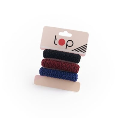 Gomitas para el Pelo Top Negro, Rojo y Azul 3 Unidades