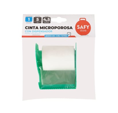 Cinta Leuco Microporosa Safy con Dispensador 5 cm x 4.5 m
