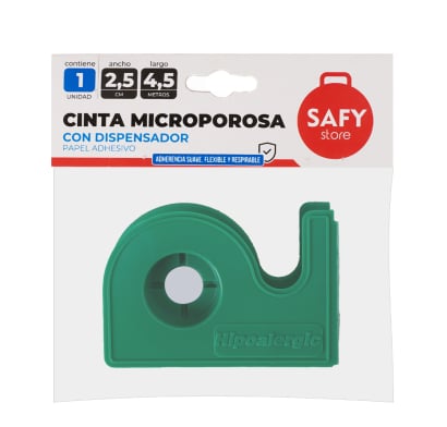Cinta Leuco Microporosa Safy con Dispensador 2.5 cm x 4.5 m