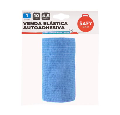 Venda Elástica Autoadhesiva Safy 10 cm x 4.5 m Azul