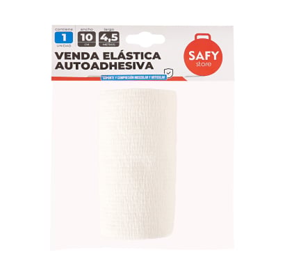 Venda Elástica Autoadhesiva Safy 10 cm x 4.5 m Blanca