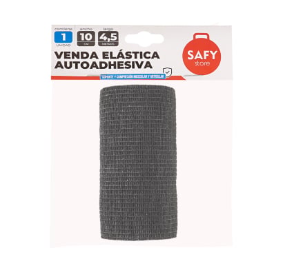 Venda Elástica Autoadhesiva Safy 10 cm x 4.5 m Negro