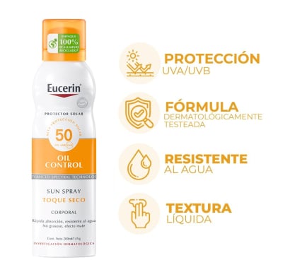 Protector Solar Eucerin Toque Seco Corporal FPS50+ 200 ml