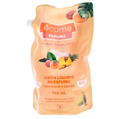 Jabón Líquido en Espuma Écume Frutos Tropicales para Manos Refill 750 ml
