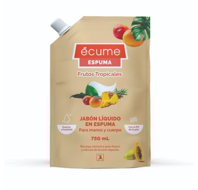 Jabón Líquido en Espuma Écume Frutos Tropicales para Manos Refill 750 ml