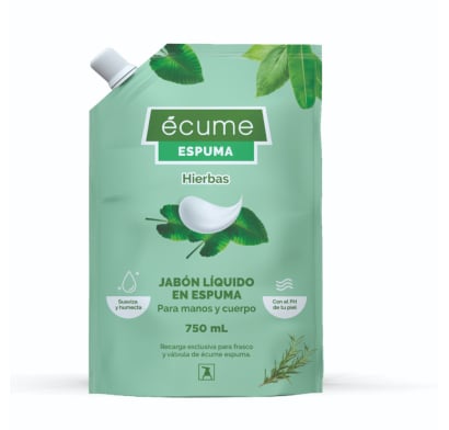 Jabón Líquido en Espuma Écume Hierbas para Manos Refill 750 ml