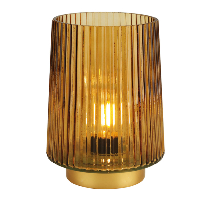 Lámpara Farma Hogar Farol de Vidrio Dorado 13 x 13 x 17.5 cm