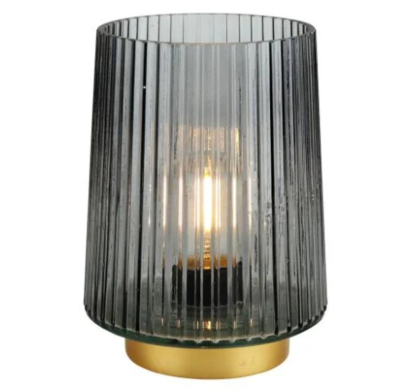 Lámpara Farol Farma Hogar Vidrio Negro 13 x 13 x 17.5 cm