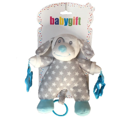 Colgante Akas Perro Gris con Sonajero Celeste