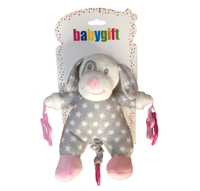 Colgante Akas Perro Gris con Sonajero Rosado