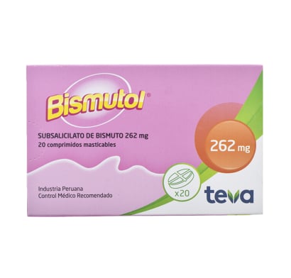 Bismutol 262 mg 20 Comprimidos