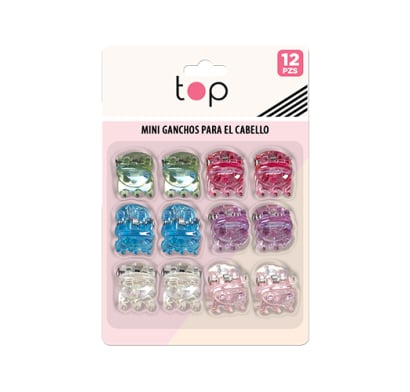 Mini Pinzas para el Pelo Top 12 Unidades Varios Colores