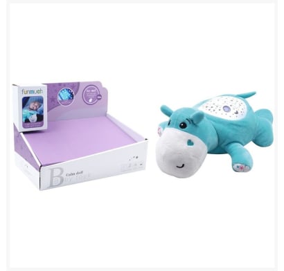 Veladora Akas Hipopótamo Celeste con Luz y Música