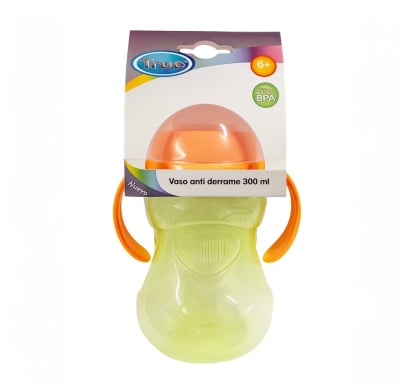 Vaso True Totty con Asas Verde y Naranja +6 Meses 275 ml