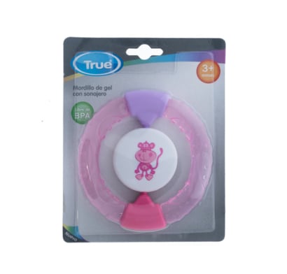 Mordillo True de Gel con Sonajero Rosado +3 Meses