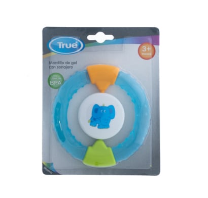 Mordillo True de Gel con Sonajero Celeste +3 Meses