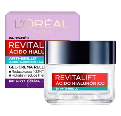 Gel Crema L'Oréal Paris Dermo Expertise Revitalift con Ácido Hialurónico Antibrillo 50 ml