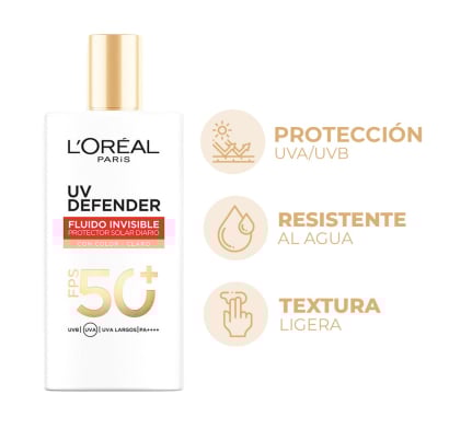 Protector Solar L'Oréal Paris Dermo Expertise UV Defender Fluido Claro FPS50+ 40 g