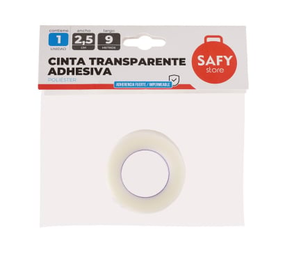 Cinta Transparente Adhesiva Safy 2.5 x 9 m