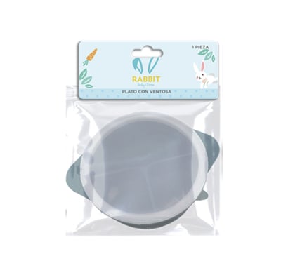 Bowl Rabbit 3 Divisiones con Tapa y Ventosa