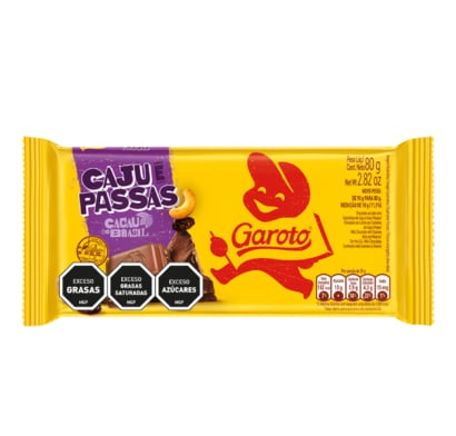 Tableta de Chocolate Jumbo Garoto Castañas y Pasas 80 g