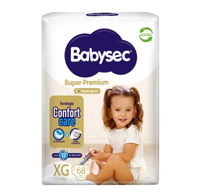 Pañales Babysec Super Premium XG 68 Unidades