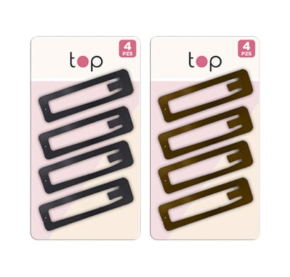 Broches para el Pelo Top Rectangulares Negros 4 Unidades