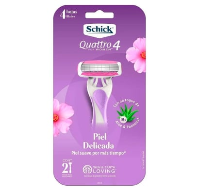 AFEITADORA QUATTRO WOMAN PIEL SENSIBLE X2 UNIDADES