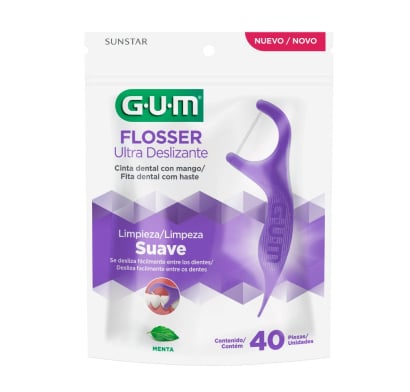 Porta Hilo Flosser Gum Suave Sabor Menta 40 Unidades
