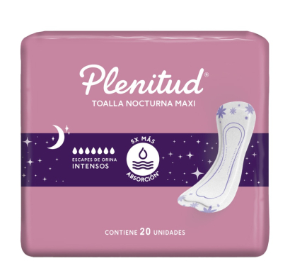 Toallas para Incontinencia Plenitud Femme Nocturnas Antibacterial 20 Unidades