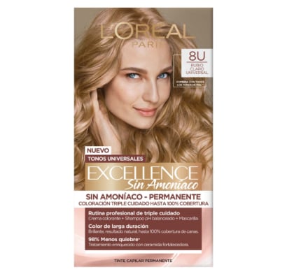 Tinta L'Oréal Paris Excellence sin Amoníaco N°8U Rubio Claro