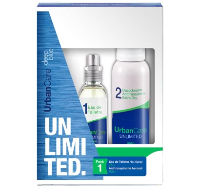 Perfume Urban Care Pack Unlimited Deep Blue Men EDT 75 ml + Desodorante 150 ml