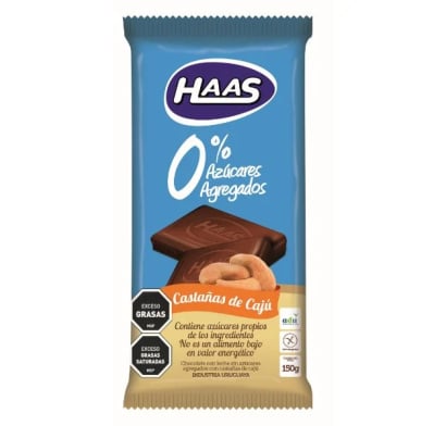 Tableta de Chocolate Castaña de Cajú Haas 0% Azúcar 150 g