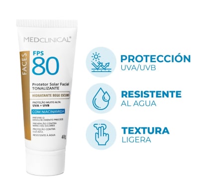 Protector Solar Facial Medclinical Beige Oscuro FPS80 40 g