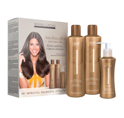 Kit Mantenimiento Brasil Cacau Efecto Antifrizz y Cabellos Luminosos Shampoo + Acondicionador + Primer