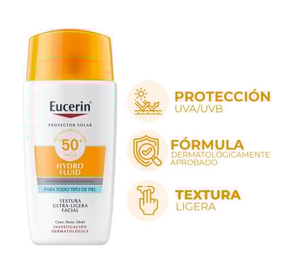 Protector Solar Eucerin Sun Hydro Fluid FPS50+ 50 ml