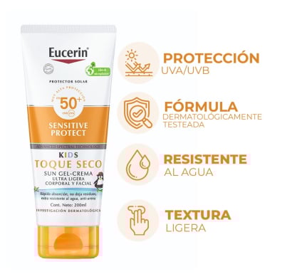 Protector Solar Eucerin Sun Kids Toque Seco FPS50+ 200 ml