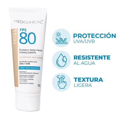 Protector Solar Facial Medclinical Beige Medio FPS80 40 g