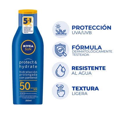 PROTECTOR SOLAR NIVEA SUN PROTECT & HYDRATE FPS 50 200 ML