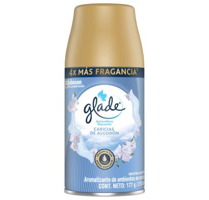 DESODORANTE DE AMBIENTES GLADE AUTOMATICO CARICIAS DE ALGODÓN REPUESTO 175 G