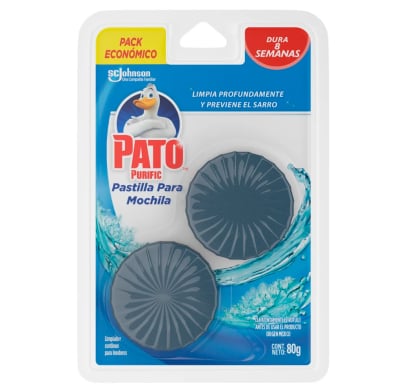 Bloque para Mochila de Inodoro Pato Purific 40 g 2 Unidades