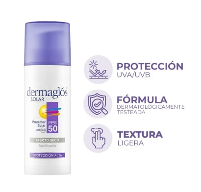 Protector Solar Dermaglós Facial sin Color FPS50 Efecto Seco 50 g