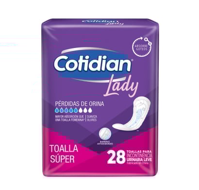 Toallitas Femeninas Cotidian Lady Súper 28 Unidades