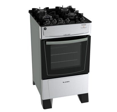 Cocina James C 690 V Mesada de Vidrio 4 Hornallas Inox