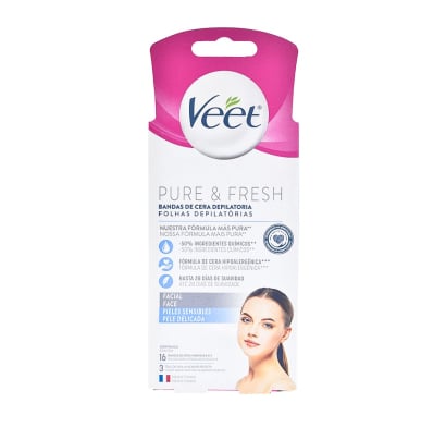 Bandas Depilatorias Veet Faciales Sensible 16 Unidades