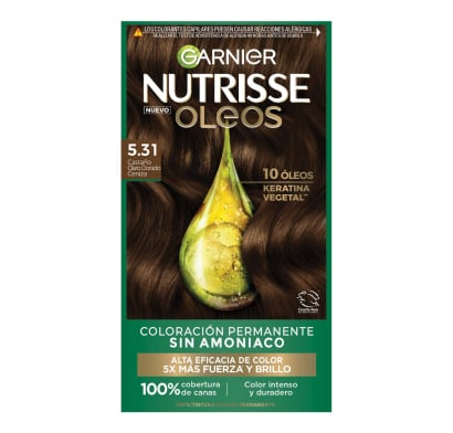 Tinta Garnier Nutrisse Óleos Castaño Dorado Ceniza N°5.31